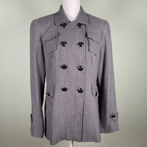 Carlisle Gray Double Breasted Wool Silk Blend Jacket Coat 10 - Picture 1 of 8